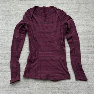 lululemon athletica Long Sleeve Striped Crew - maroon